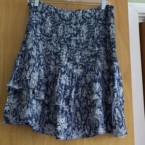 Ann Taylor Floral Blue Skirt